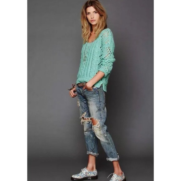 FP Mint Green Fluff Knit Pullover Sweater - Picture 7 of 8